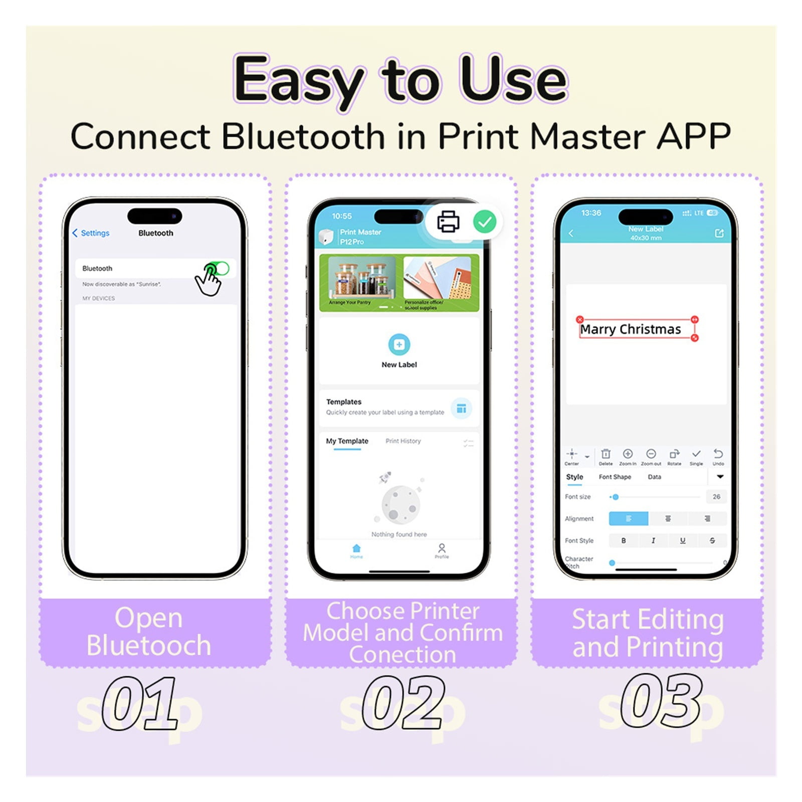 Label Maker Machine P12 PRO Sticky Label Fabric Iron-on Clothing Label Satin Ribbon Rechargeable Bluetooth Inkless Label Maker