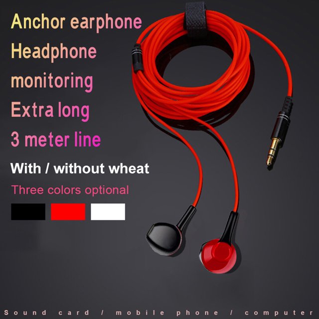 Twowood auricular Cable de 3 metros 3.5mm Plug Bass Auriculares con cable transmitido Auriculares de monitoreo en vivo