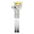 thumbnail image 3 of 3.36 ct Brilliant Princess Cut Yellow Zircon 18K White Gold Solitaire with Accents Engagement Bridal Wedding Ring Band Set size 6.25, 3 of 7