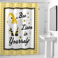 thumbnail image 4 of Sweet Gnomes Bee Fabric Shower Curtain Daisy Flower Bee Honeycomb Cute Cartoon Washable Shower Curtains for Bathroom, Waterproof Bath Curtain with Hooks Home Decor 36x72in, 4 of 8