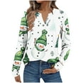 thumbnail image 2 of EchfiProm Womens V Neck Tops Christmas Outfits Funny Long Sleeve Reindeer Green Blouse for Ladies Xmas, 2 of 7