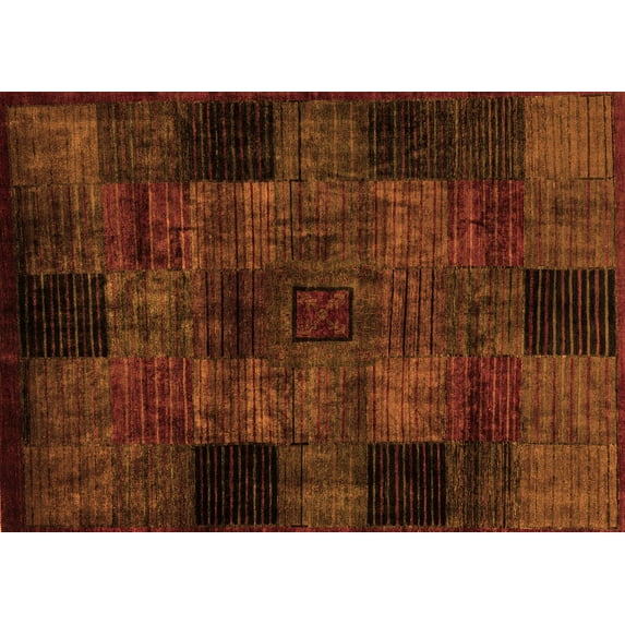 Ahgly Company Indoor Rectangle Oriental Orange Modern Area Rugs, 6' x 9'
