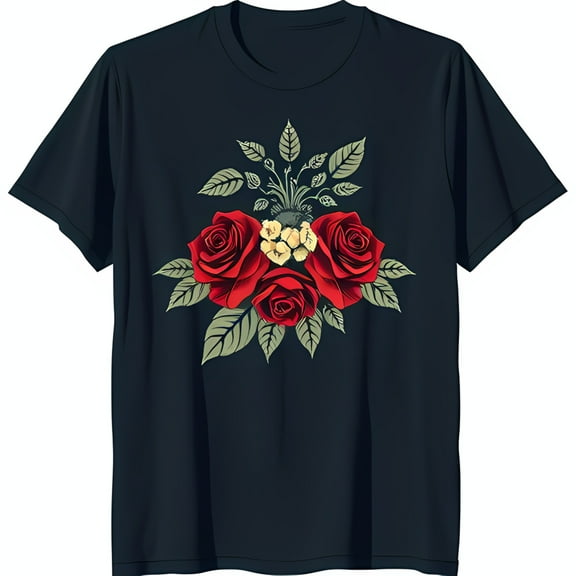 Stylish Black T-Shirt with Eye Catching Chest Graphic of Red