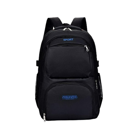 Mochila de hombre versátil con portabotellas y bolsillos de acceso rápido. Azul