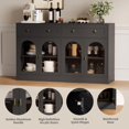 thumbnail image 5 of Litake 55 Inch White/Black Fluted Buffet Cabinet, Modern Sideboard with Drawers & 4 Transparent Acrylic Doors, Wood Kitchen Storage Cabinet for Dining Room, Living Room Accent Furniture, 5 of 7