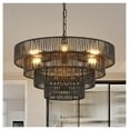 thumbnail image 3 of Rustic 4-Tier Hemp Rope Chandelier - 20" Boho Pendant Light, 3 of 9