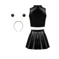 thumbnail image 2 of LiiYii Alien Outfit for Girls Shiny Metallic Dress Alien Sleeveless Tank Top with Short Skirts Set Black 12, 2 of 7