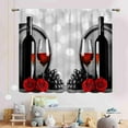 thumbnail image 3 of Red Wine Kitchen Curtains, Rustic Romantic Rose Floral Country Style Farmhouse Grape Wine Glass Retro Vintage Blackout Window Drapery for Dining Room Bedroom Living Room 2 Panels, 42"x54" Inch, 3 of 5