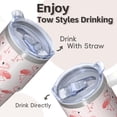 thumbnail image 4 of Flamingo Insulated Travel Cup 20OZ Stainless Steel with Handle Tumbler Mug Leak Resistant Double Wall Vacuum Portable BPA Free Gifts for Women Girls on Birthday Christmas Summer, 4 of 6