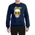 thumbnail image 2 of Skull Sunflower Skeleton Bandana Inspirational/Christian Unisex Crewneck Graphic Sweatshirt, Vintage Heather Navy, 2XL, 2 of 3