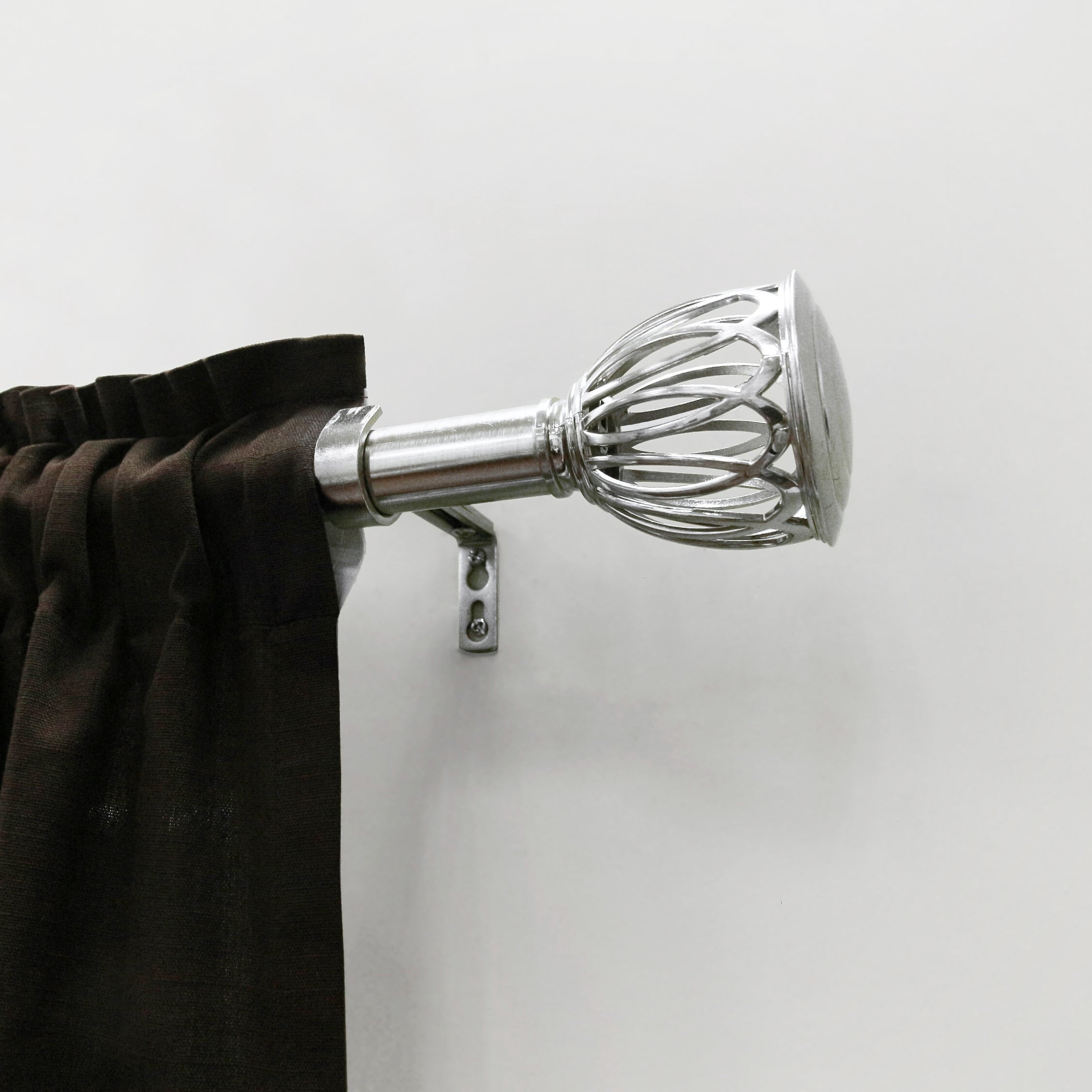 Lumi 1" Single Curtain Rod Set Brushed Nickel/ Oil Bronze-Cage finials 72"-144" - Oil Rubbed Bronze