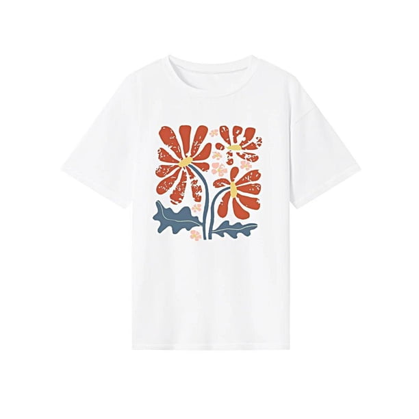 Camiseta de manga corta para mujer, camisetas informales suaves de verano para vacaciones, trabajo, viajes L