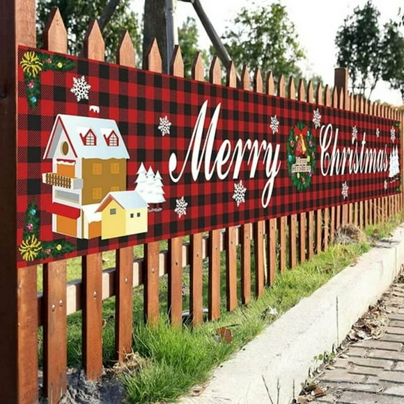 Riforla Merry Christmas Banner Outdoor Yard Decorations Large Red Christmas Hanging Signs for Xmas Outdoor or Indoor House Home Party Decoration（1 PC） Flags Banners Accessories B