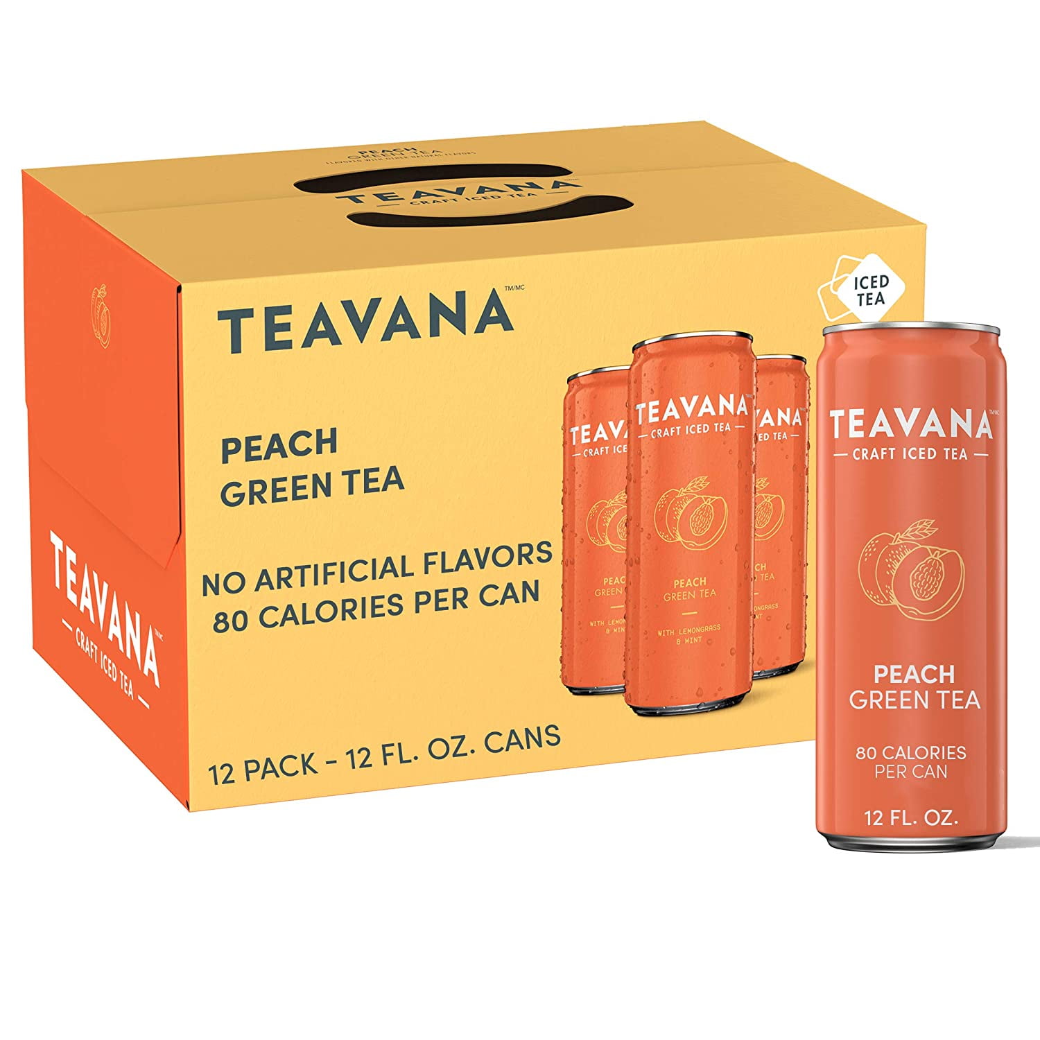 Teavana Craft Iced Tea, Peach Green Tea, 12 Fl. Oz. Cans (Pack of 12