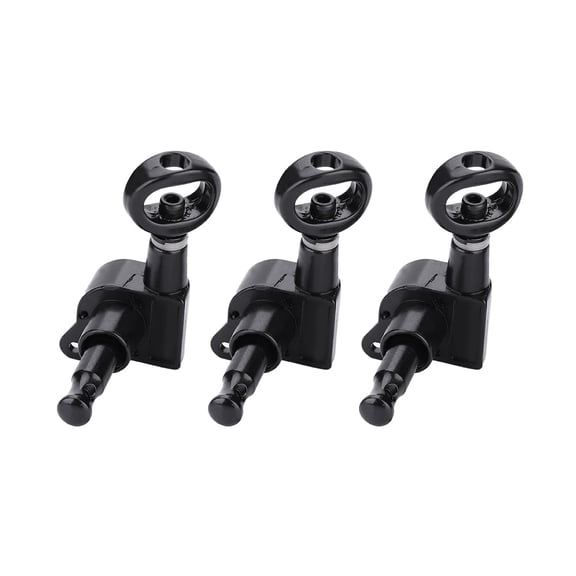 Professional Locking Guitar Tuning Pegs Set, High Stability Machine Heads Tuners for Standard Acoustic and Electric Guitars (Black 6R, 6-Piece Pack / 10.2 x 8.4 cm)