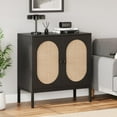 thumbnail image 3 of 2024 New Rattan Storage Cabinet, Sideboard Buffet Cabinet, Accent Cabinet with 2 Rattan Doors, Wood Accent Furniture with Adjustable Shelves for Living Room, Entryway, 3 of 9