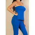 thumbnail image 6 of Textured Bandeau Top with Side Slit & Flared Pants Ensemble, 6 of 10