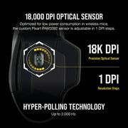 Corsair DARK CORE RGB PRO SE Wireless FPS/MOBA Gaming Mouse with SLIPSTREAM Technology, Black, Backlit RGB LED, 18000 DPI, Optical, Qi wireless charging certified