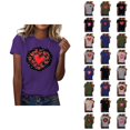 thumbnail image 1 of T-shirt Femme Saint-Valentin 2026 Manches Courtes Col Rond Graphique Cœur d'Amour, 1 of 4
