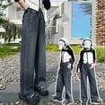 thumbnail image 5 of Travel Pants,Girls Fashion Cute Pants Elastic Waist Wide Leg Jeans Casual Pants With Pockets,Sweatpants,6-7 Years,Z06 Black, 5 of 7