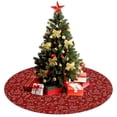 thumbnail image 3 of Christmas Tree Skirt,Red Christmas Scene Pattern Christmas Tree Decor with Red Ribbon Ties,Round Shape,Christmas Decorations for Home 48"x48", 3 of 7