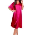 thumbnail image 1 of Conjunto de pijama de seda para mujer, corte holgado, diseño asimétrico, cinturón para atar, color liso, ropa de estar por casa para todas las estaciones, 1 of 4