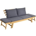thumbnail image 6 of Topbuy Outdoor Folding Daybed Patio Acacia Wood Convertible Couch Sofa Bed Gray, 6 of 8