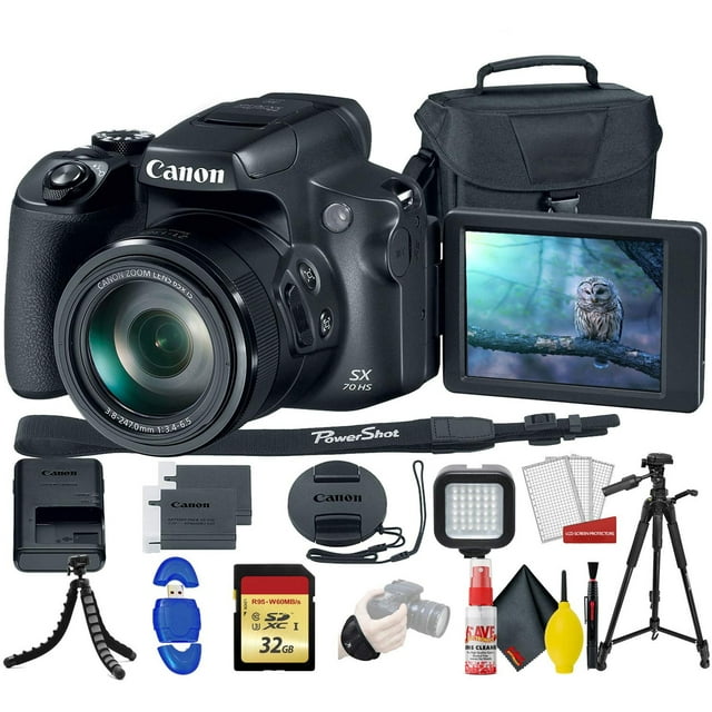 Canon SX70 HS Digital Camera with 32GB Memory Card, Cleaning Kit, and More