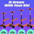 thumbnail image 6 of Skidee Kick Scooters for Kids, Adjustable Height, Foldable, LED Lights, Rear Brake, Ages 2-12, Orange, 6 of 7