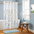 thumbnail image 5 of No Hook Shower Curtain, Country Blue Floral Shower Curtains for Bathroom with See Through Top Window, Vintage Wildflower Pastoral Plants Waterproof & Washable Bath Curtain Stand Up Stall 36"x72", 5 of 6