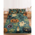 thumbnail image 2 of Cal.King Size Fitted Sheet Set - Halloween 3 Piece Bedding Sets 16" Deep Pocket Fitted Sheet with 2 Pillowcases, Orange Scary Pumpkin Ghosts Birds Snake Cats Brushed Microfiber Hotel Bed Sheets, 2 of 9