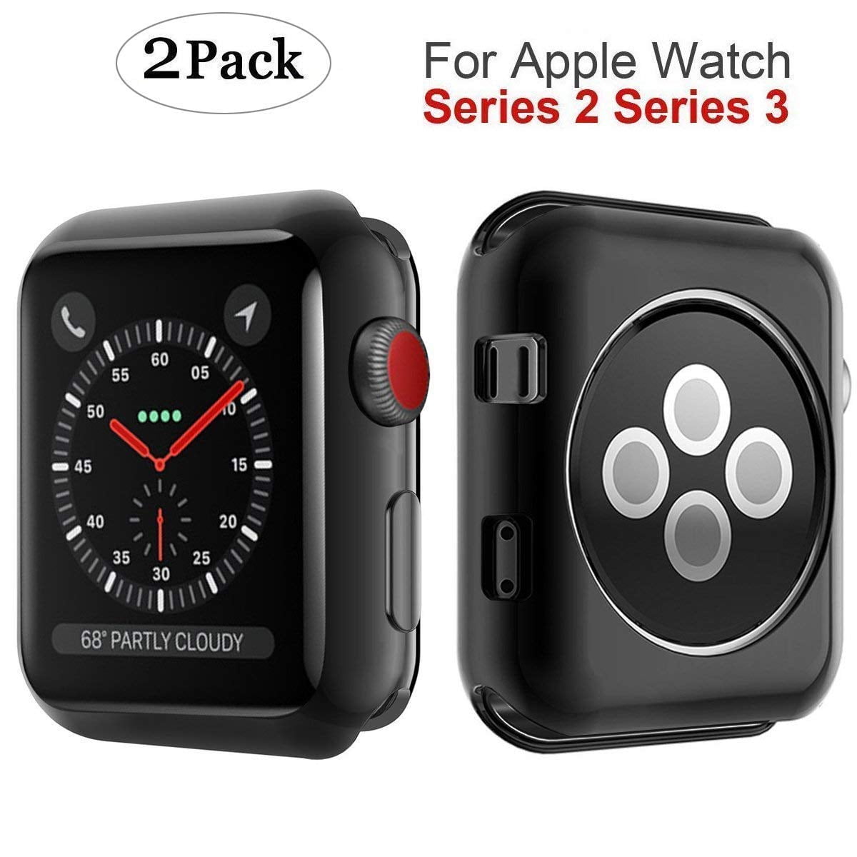 Thin Clear Protect Case for Apple Watch 3 with All-around PC Plastic Screen Protective Case
