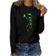 thumbnail image 3 of Camiseta luminosa de manga larga verde fluorescente de noche de Halloween para mujer Tops Fridja  hj2674, 3 of 7