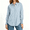 Blue, variant on Women's Long Sleeve Button Down Shirts, Women's Striped Dressy Shirt with Ruffled Cuffs, Women's Blue,Size S-3XL