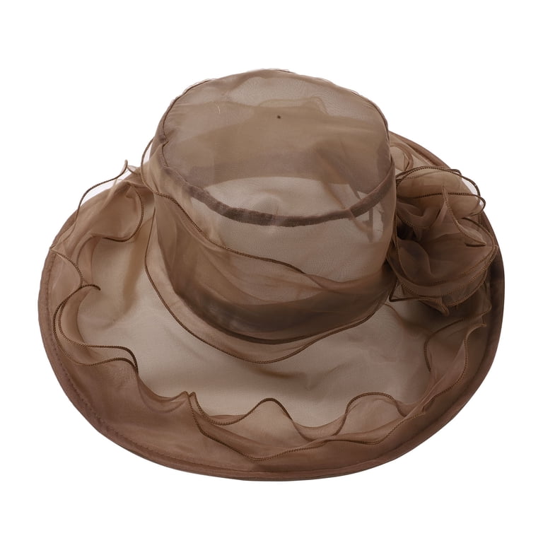 8669 Women Bride Wedding Church Derby Top Hats Organza Sun Visor Cap Ladies FUNUONY Women Party Church Derby Top Hats Organza Sun Visor  main image 3