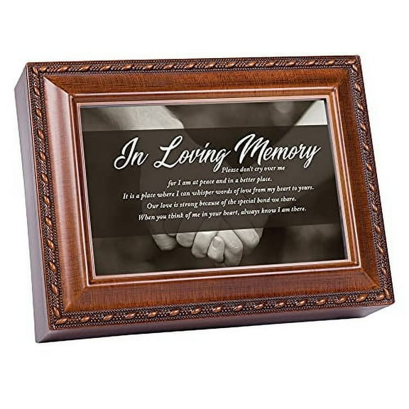 Cottage Garden In Loving Memory Woodgrain Jewelry Music Box Plays Wind Beneath My Wings