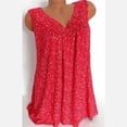 thumbnail image 5 of Camisetas sin mangas informales de verano para mujer, camisetas plisadas sueltas florales sin mangas con cuello en V, color rosa claro, 5 of 5