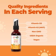 MaryRuth's Vitamin D3 + K2 Liquid Spray, Bone Support, Heart Health, USDA Organic, Sugar-Free, Gluten-Free, Vegan, 1 fl oz