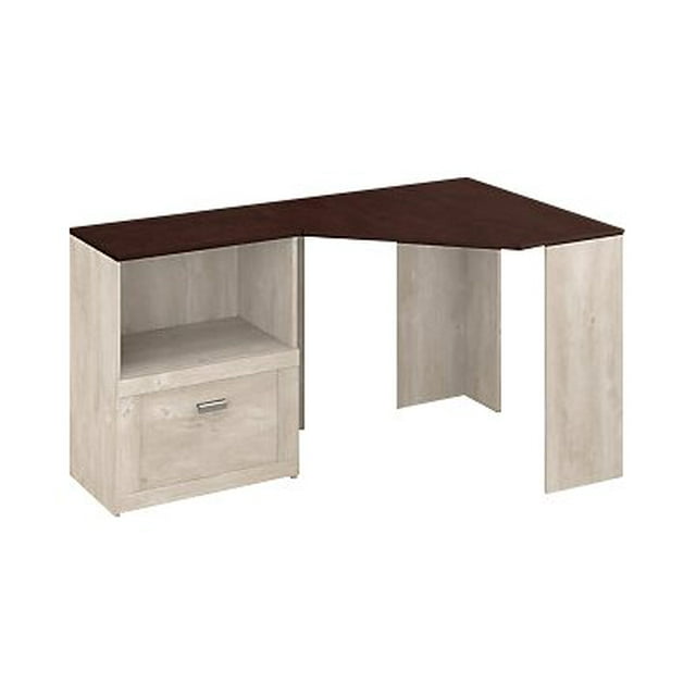 Bush Furniture Townhill - Table - corner - Madison cherry - washed gray base