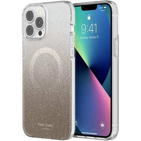 kate spade new york - Protective Hardshell Case for Magsafe for iPhone 13/12 Pro Max - Champagne Omgre Glitter
