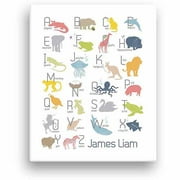 Angle View: Alphabet Animals Personalized Canvas for Boys - Wall Decor