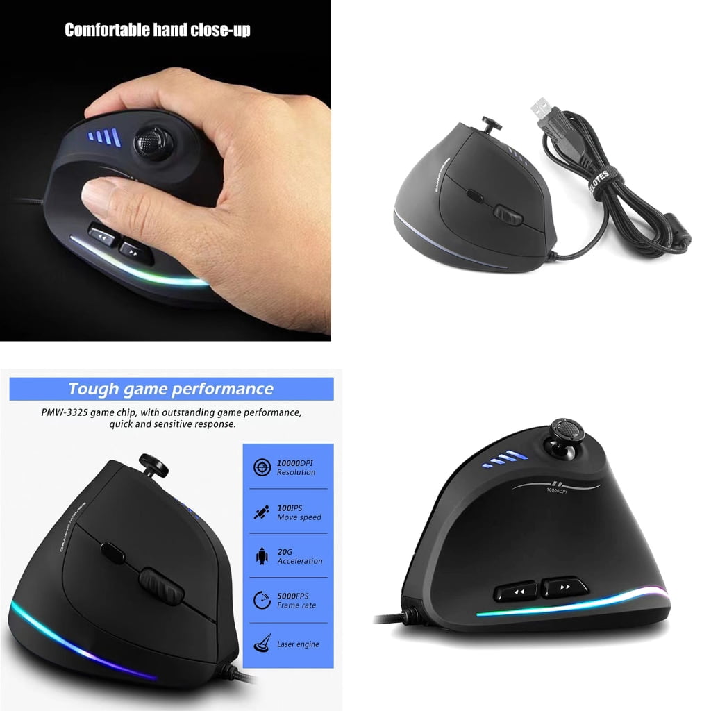 Zeiwohndc Corded Vertical Ergonomic Mouse Programmable Buttons