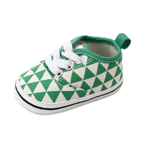 

kpoplk Toddler Winter Shoes Toddler Shoes Soft Sole Plaid Lace Up Casual Shoes Princess Shoes Toddler Baby Girl Shoes(Green)