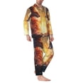 thumbnail image 2 of Fuzoiu Red And White Flame Fox Print Men's Long-Sleeved Pajama,Lounge Button Down Nightwear,Mens Notch Collar Pajama Set -Medium, 2 of 7