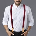 thumbnail image 7 of Buyless Fashion Button End Logger Work 2 Pack Suspenders for Men - 48" Adjustable Straps 1 1/4" - X Shape - 5125-2-Burgundy, 7 of 7