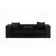 thumbnail image 2 of Modern Black Velvet 86" Sofa with Button Tufting and Chrome Legs, 2 of 5