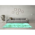 thumbnail image 3 of Ahgly Company Machine Washable Indoor Square Abstract Turquoise Blue Modern Area Rugs, 6' Square, 3 of 4