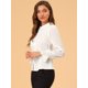 thumbnail image 4 of Camisa con cuello Peter Pan Allegra K para mujer elegante con paneles en contraste blanco S, 4 of 6