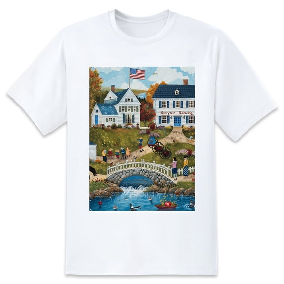 Basic Oversize Tees For WomenScenery Loose Boyfriend Shirts Casual Blouse round neck