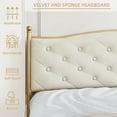 thumbnail image 7 of WhizMax Queen Size Bed Frame, Velvet Upholstered Platform Bed with Button Tufted Headboard, Heavy Duty Mattress Foundation with Solid Wood Slats Support, No Box Spring Needed, Gold and Beige, 7 of 7